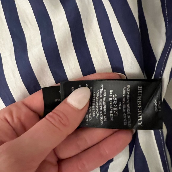 Burberry Silk Striped Button Down Dress/Tunic Length - Picture 5 of 6